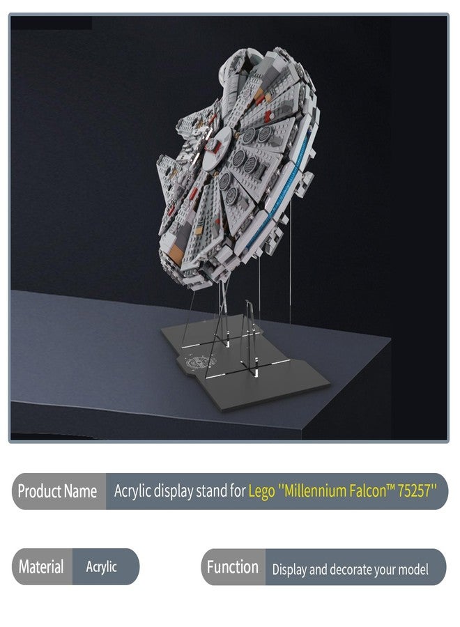 NAOCARD Display Stand for Lego Millennium Falcon 75105 Star Wars Building Set, Acrylic Display Holder, Vertical Display Bracket for Lego 75105 - Image 2